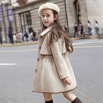 Korean girl coat woolen coat 2021 New style thick autumn and winter baby waist coat