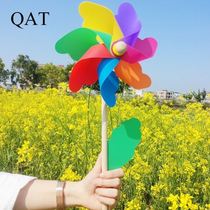 Windmill decoration colorful outdoor wooden pole rotating color kindergarten plastic children holding large windmill toy