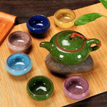 Ice crack glaze teapot tea set open glaze tea sea Taiwan kung fu tea leak ceramic single product gongdo cup teapot seven color