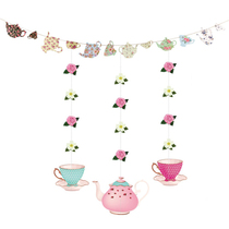 1 Set of 4pcs Tea Party Decorations Teapot Banner Decoration