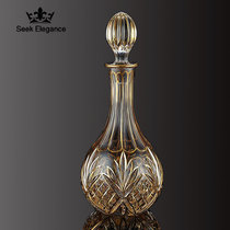 Retro gold crystal glass wine bottle with lid red wine decanter whisky bottle European high-grade wine set