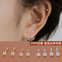 999 sterling silver earrings for ear piercing silver earrings 2023 new trendy sleep without picking small ear bone nails ear sticks