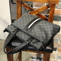 Youle Plaid Mens Bag Hand bag Hand Briefcase Men Business Shoulder shoulder bag Leisure Paper Leather Bag