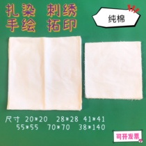 Zdyeing pure white diy hand-painted graffiti Knox small square towels School handmade material embroidered fabric handkerchief