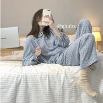Autumn 2021 New cherry print home suit two-piece women loose comfortable long sleeve trousers pajamas set