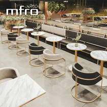 Net red coffee shop rock board table and chair combination commercial milk tea dessert shop table bar restaurant Table Customization