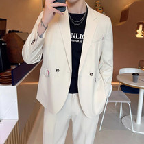 Tide brand suit suit mens autumn Korean version of the trend slim Ruffian handsome British business fashion non-iron casual suit
