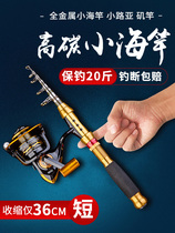 Mini small sea pole ultra-short section portable fishing rod throwing Rod super hard small rock Rod Luya raft Rod long-range sea pole set