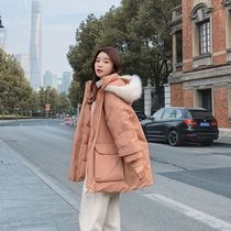 Cotton-padded clothing oversize female tide winter long Korean version of loose cotton-padded jacket ins Hong Kong wind Harajuku student Mori cotton-padded clothes