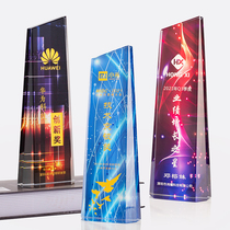  High-end atmospheric crystal trophy custom medal custom honor new creative lettering color printing excellent employee award