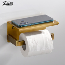 Full copper imitation ancient paper towel rack toilet bathroom wall-mounted toilet paper shelve paper shelve paper cylinder free of punch