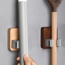 Mop hanger solid wood free of punch for home toilet wall-mounted mop hanger sweep to stick the shelve of the shelve