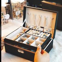 Ear stud earrings necklace handle storage box jewelry box large capacity simple with lock earring accessories earring box