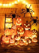 Halloween Pumpkin Lantern Bar Store Room Escape Atmosphere Plays Outdoor Scene Arrangement Props Glow
