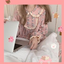 Fall Sleepwear Woman 2021 New Long Sleeves Loose Slim lace cute rabbit Home Residence Suit Spring And Autumn
