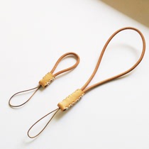 Original mobile phone lanyard ring buckle short imported tanned cowhide wrist pendant personalized U disk key pendant