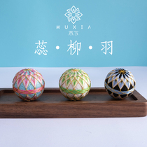  Kinoshita) Hand bow ball DIY hand embroidery material bag Keychain Peace blessing sachet Souvenir Cuju ball pendant