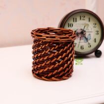Non-rattan bamboo woven wicker round simulation potted pen holder shooting props home accessories vase flower Ware