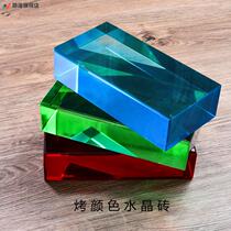 Solid color fine grinding transparent crystal brick square hot melt glass brick double-sided ice pattern brick partition wall background wall