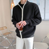 Knitted cardigan mens winter sweater new thickened sweater Joker lazy wind trend loose coat
