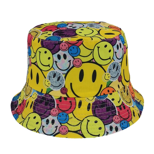 Модное смайливое лицо рисунок ковша шляпы мужчины женщины хлопок