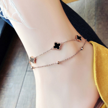 Swarlow 18K rose gold titanium steel anklet female New ins no fading net red Roman copper coin ancient style