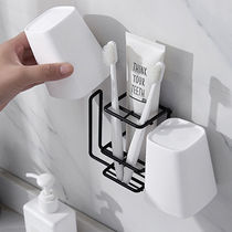 Toilet hanger toothbrush holder no hole mouthwash Cup storage rack wall-mounted dental gear iron toothbrush holder creative