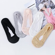 (hypervalued 3 5 pairs) lace boat socks female shallow mouth thin section soles non-slip invisible socks female students Korean version Summer autumn