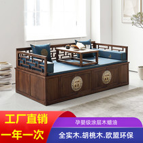 Luohan bed new Chinese style solid wood small apartment tenon and Tenon craft Luohan bed push pull telescopic bed living room sofa sofa bed