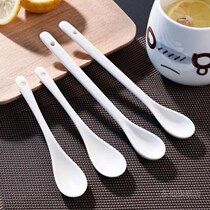 Ceramic spoon long handle large adult cute household coffee spoon seasoning soup long handle mixing cup spoon baby spoon