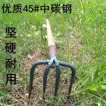 Iron rake agricultural tool steel rake grappling hook nail Rake Two-tooth three-tooth four-tooth loose soil rake