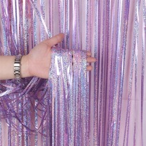 Childrens birthday party Laser Rain curtain decorated color band stage stream Su annually background wall arrangement