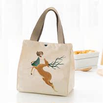 British Museum canvas Hand bag linen bag hand carry rice box canvas bag insulated Bento bag large
