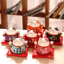 Japan big shake hands to fortune cat ornaments open net Red Front Office hair cat automatic beckoning ceramic gift