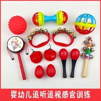 (Buy one get three) newborn baby sand hammer hand grab ball stick Bell can bite tooth glue Bell Bell baby learn to climb toys