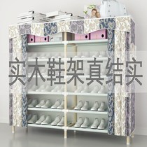 Door shoe cabinet 2021 new solid wood multi-layer dustproof door household sturdy storage rack economical shoe shelf