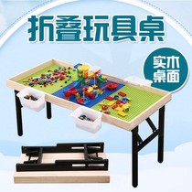 Building Blocks Table Toys NTU Number Children Table Solid Wood Foldable Table Multifunction Space Sandpan Games Table Hem