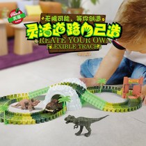 Youdi little train track toy electric puzzle set dinosaur racing car kids changeable track roller coaster