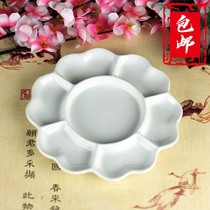 Jingdezhen ceramic palette paint plate painting tools art supplies students with plum blossom Chinese painting watercolor painting plate