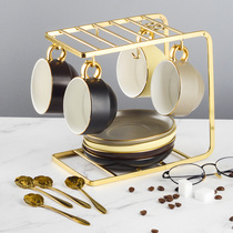 European-style luxury coffee cup suit ceramic cup cup English afternoon tea cup pure color depiction gold sensation