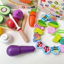 Wooden vegetables and fruits Cheerle Farm Beaded Noah Ark pairing box early melody Rockin building block train
