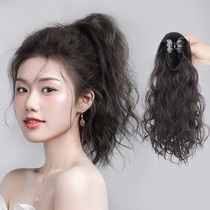 Wig ponytail strap type pear flower roll female mesh red Korean style grip clip natural no-mark emulation hair high ponytail cloud