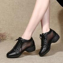 Soft Bottom Square Shoe Dance Genuine Leather Dancing Shoes Female Sailors In the New Heel Womens Shoes Adult Summer Jazz 4