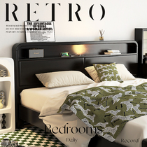 IKEA Nordic wood bed black modern minimal storage bed 1 8 m 1 5 double bed retro bedroom economy