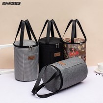 Insulated Thickened Large Capacity Round Lunch Box Bag Hand Waterproof Drum Aluminium Foil Paper Lunch Bag With Rice Lunch Bag