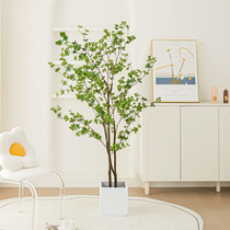 Nordic simulation green plant drunken wood hanging clock bionic plant fake flower indoor landing large potted living room decorative tree