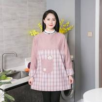 Korean Version Apron Womens Home Kitchen 2021 New Ocean Air Beautiful Lady Fashion Hood Clothes Bursting Pure Cotton Long Sleeves