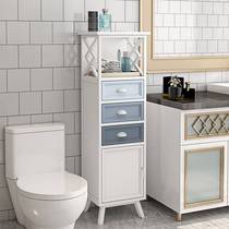 Cabinet solid wood side cabinet gap storage cabinet toilet side cabinet small high cabinet bathroom ultra-narrow floor toilet toilet