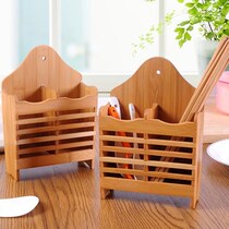 Chopstick Cage Home Free Punch Nan Bamboo chopstick cylinder Wall-mounted multifunction kitchen to contain drain debriefing