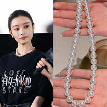 Ni Ni with the same family pearl necklace Australian white true multicolored neck chain pure silver buckle head lock bone chain to send girlfriend gift